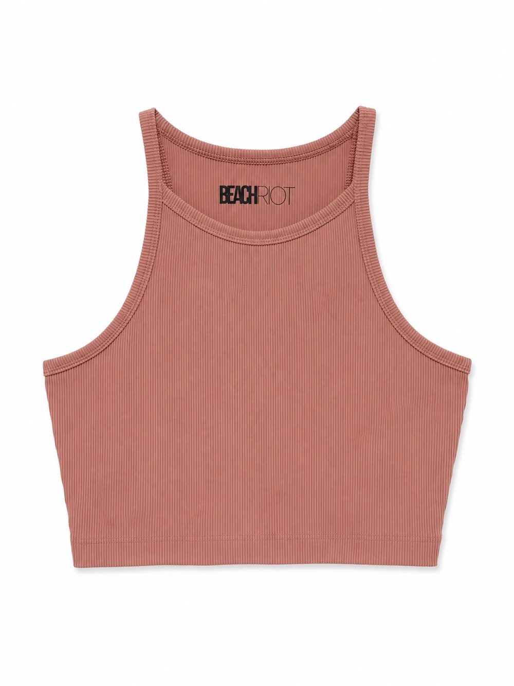 Beach Riot Ribbed Crop Tank Top NWT Size M Pink Mauve High Neck
